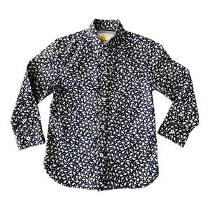 Boden Boys Button-Up Shirt Long Sleeve Space Print Navy Size 6-7Y (122cm)